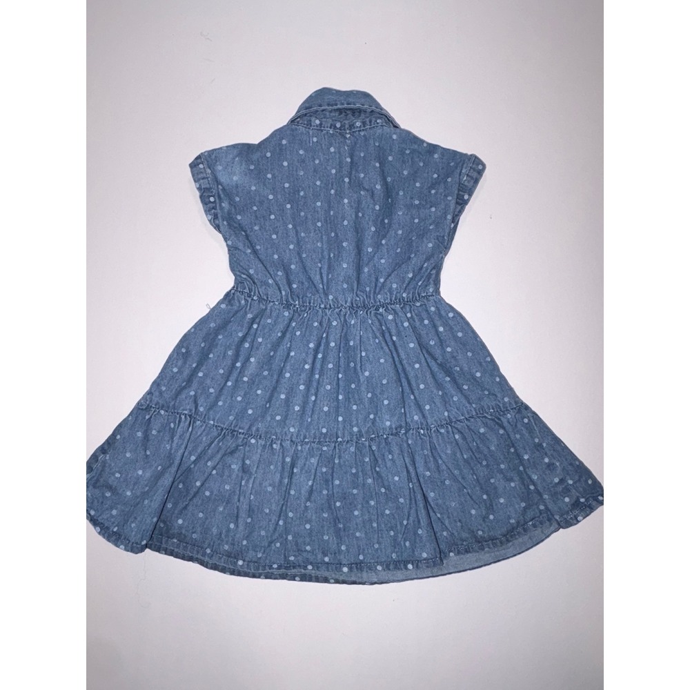 Kensie Baby Girls Blue Polka Dot Denim Tiered Button Front Dress Size 12M - Picture 4 of 4